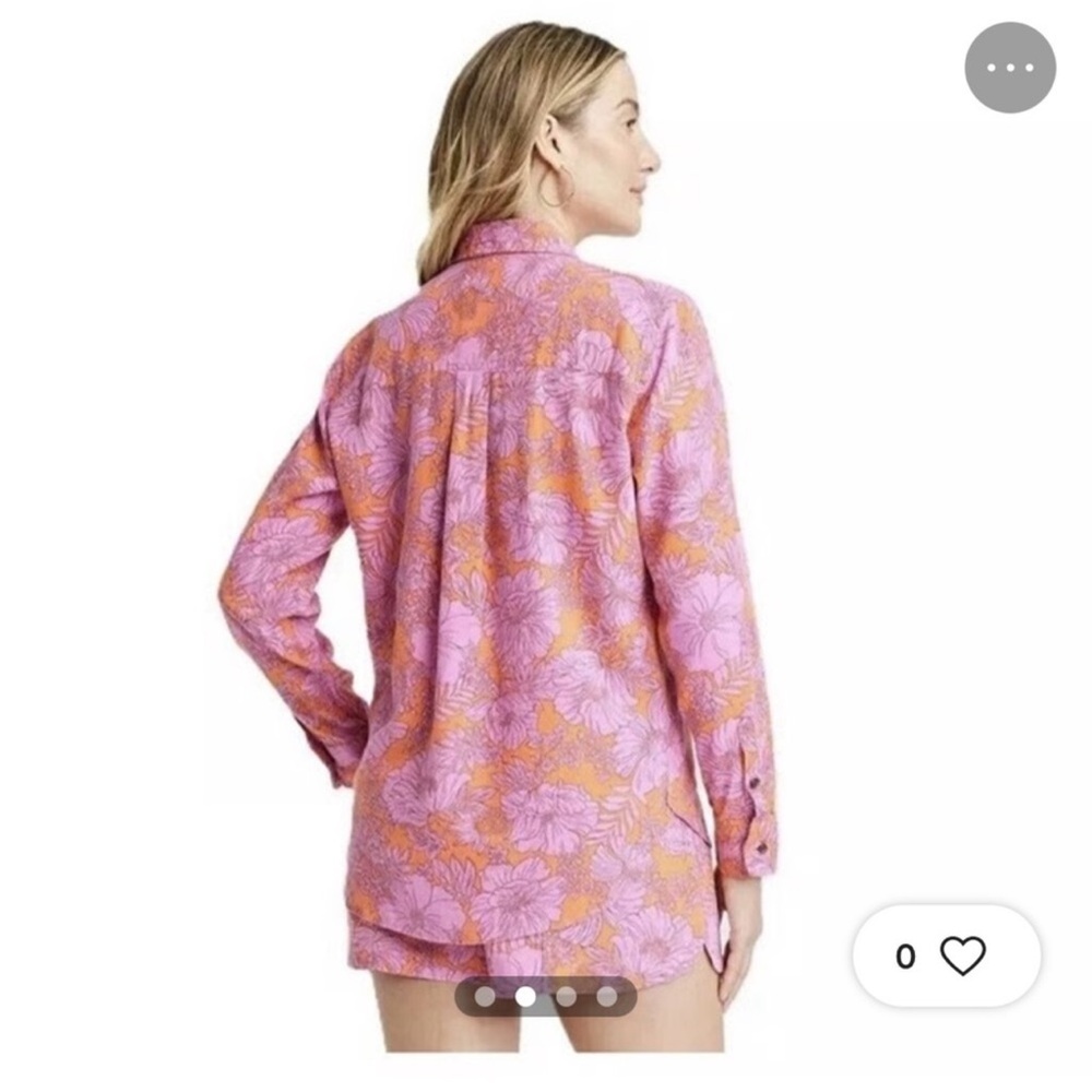 Universal Thread Long Sleeve Floral Pattern Butto… - image 2